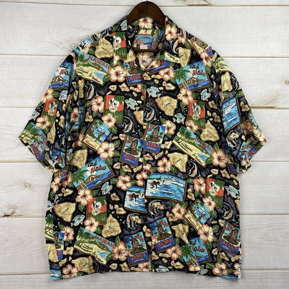 reyn spooner Other - Joe Kealoha’s Men's Hawaiian Shirt 2XL Floral Beach Print Short Sleeve Button Up